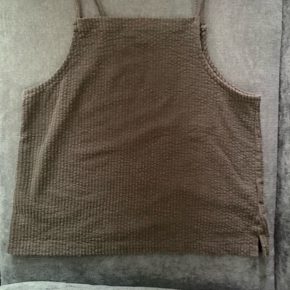 Madewell Black Seersucker Apron Tank Top XS - Picture 2 of 8